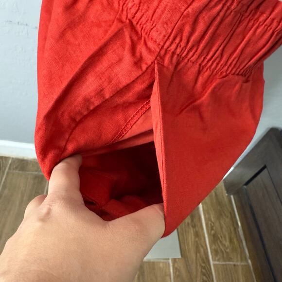 Quince 100% European Linen High Waisted Shorts, Red, M - Picture 4 of 4